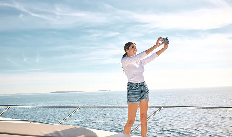 Raquel Romans on Sunseeker Yacht in Cannes