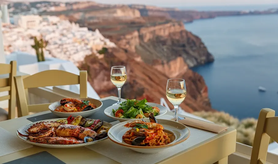 Dining in Santorini